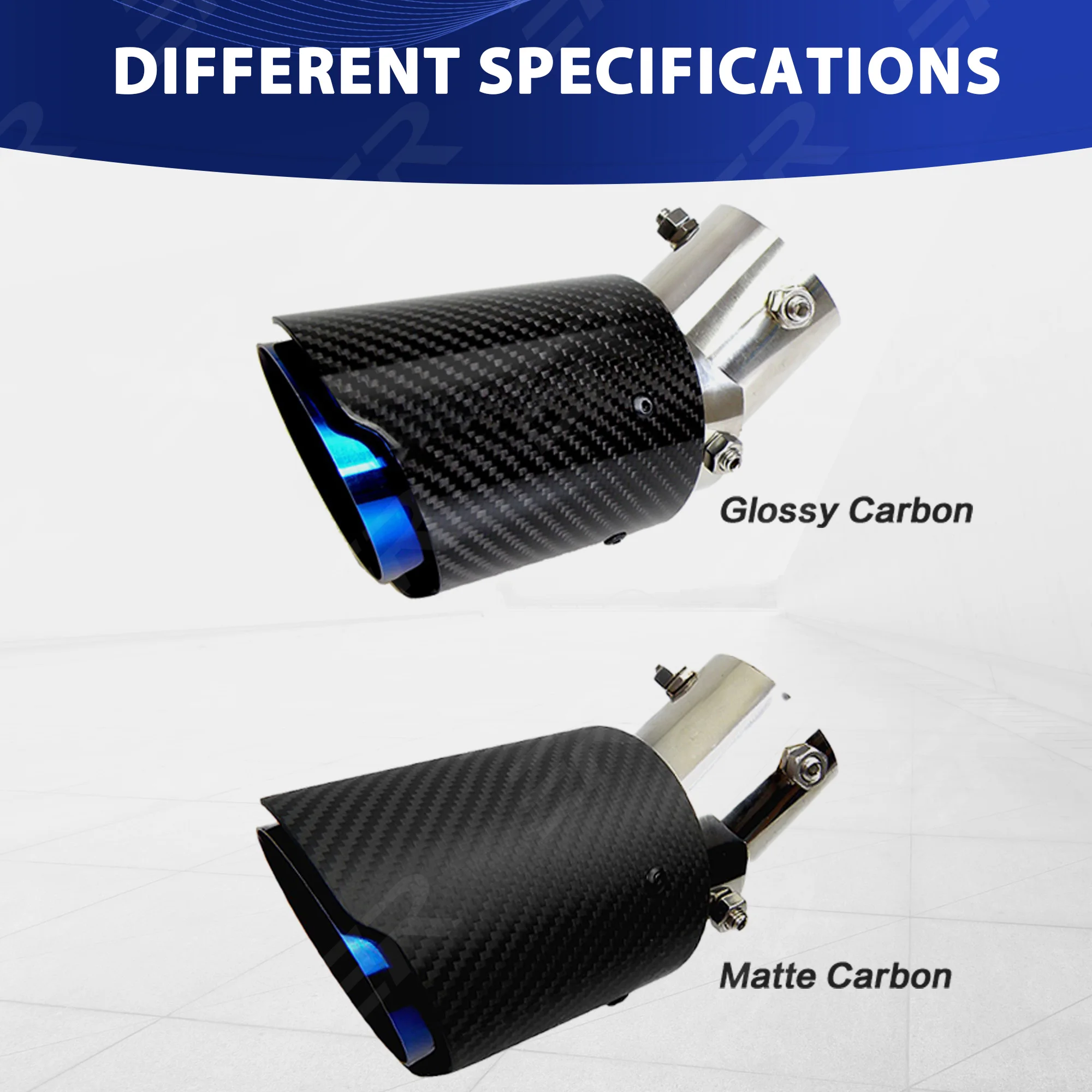1PCS Ujung Knalpot Serat Karbon Asli yang Dapat Disesuaikan untuk Dekorasi Pipa Knalpot Mobil 38-54mm Sekrup 55-60mm Modifikasi Las