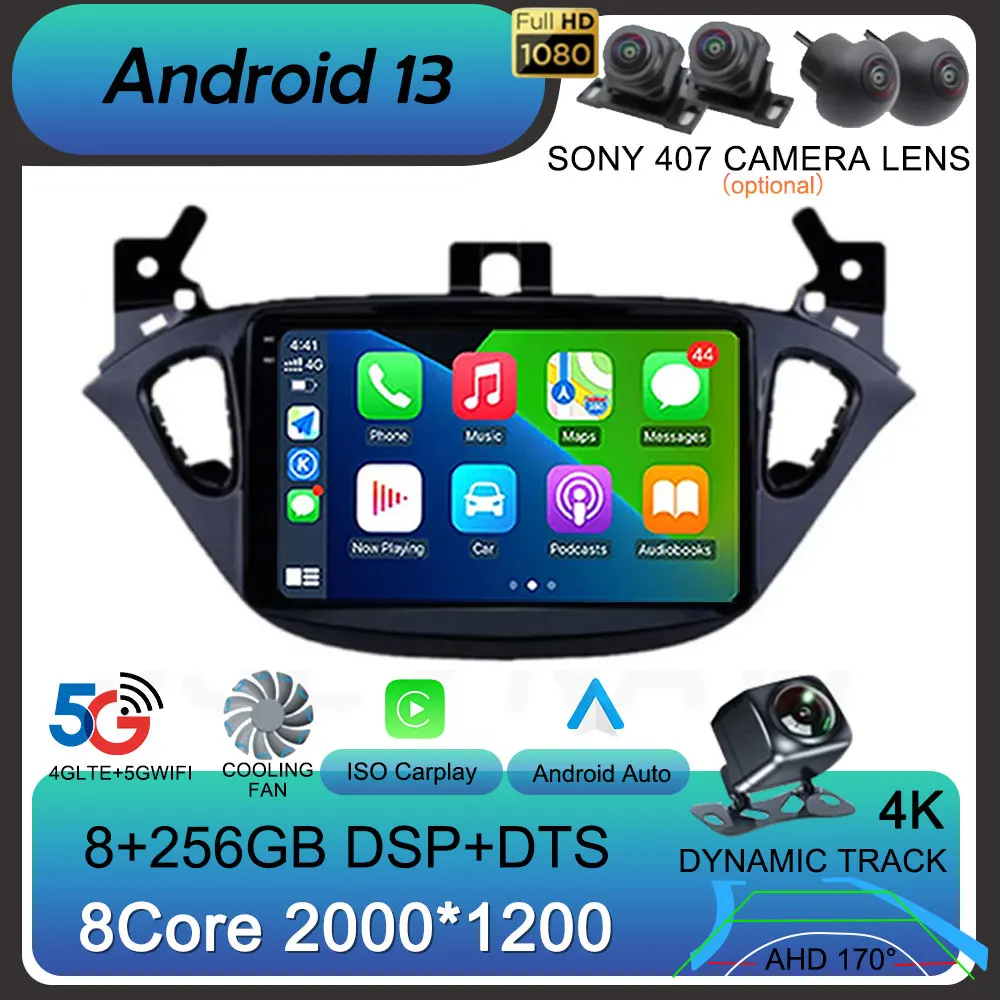 

Android 13 Auto For Opel Corsa E 2015-2019 For Opel Adam 2013-2016 Multimedia Video Player Radio Carplay Car GPS WIFI+4G Stereo