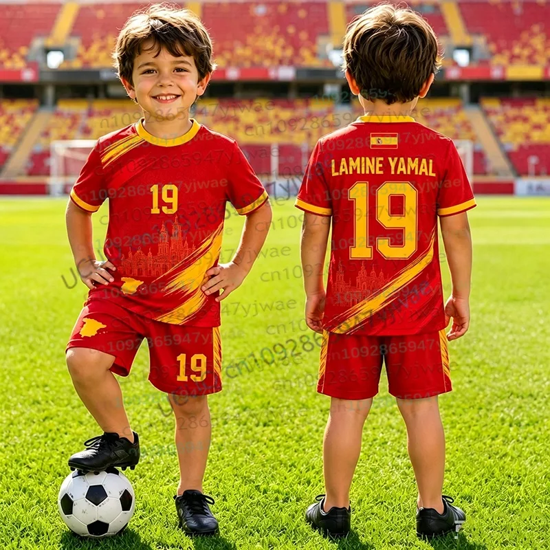 2026 Special NO.19 YAMAL Football Jersey Tee Shorts Set Women Men Spain Fans Shirt and Shorts Summer Streetwear Kids 2 Piece Set