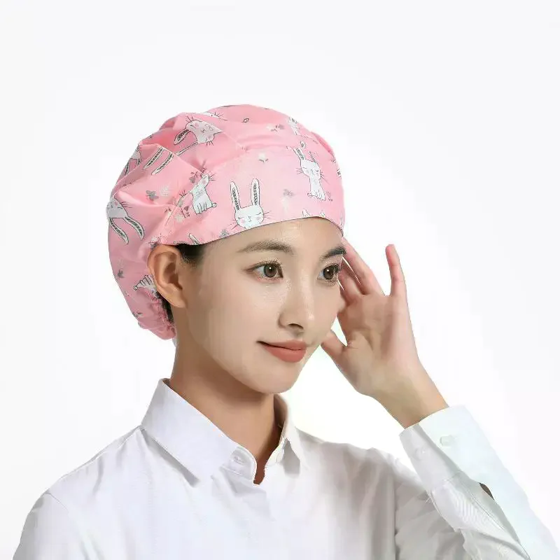 Polyester Cotton Bouffant Scrub Caps Breathable Multi Printed Patterns for Pet Groomer Veterinarian Hospital Work