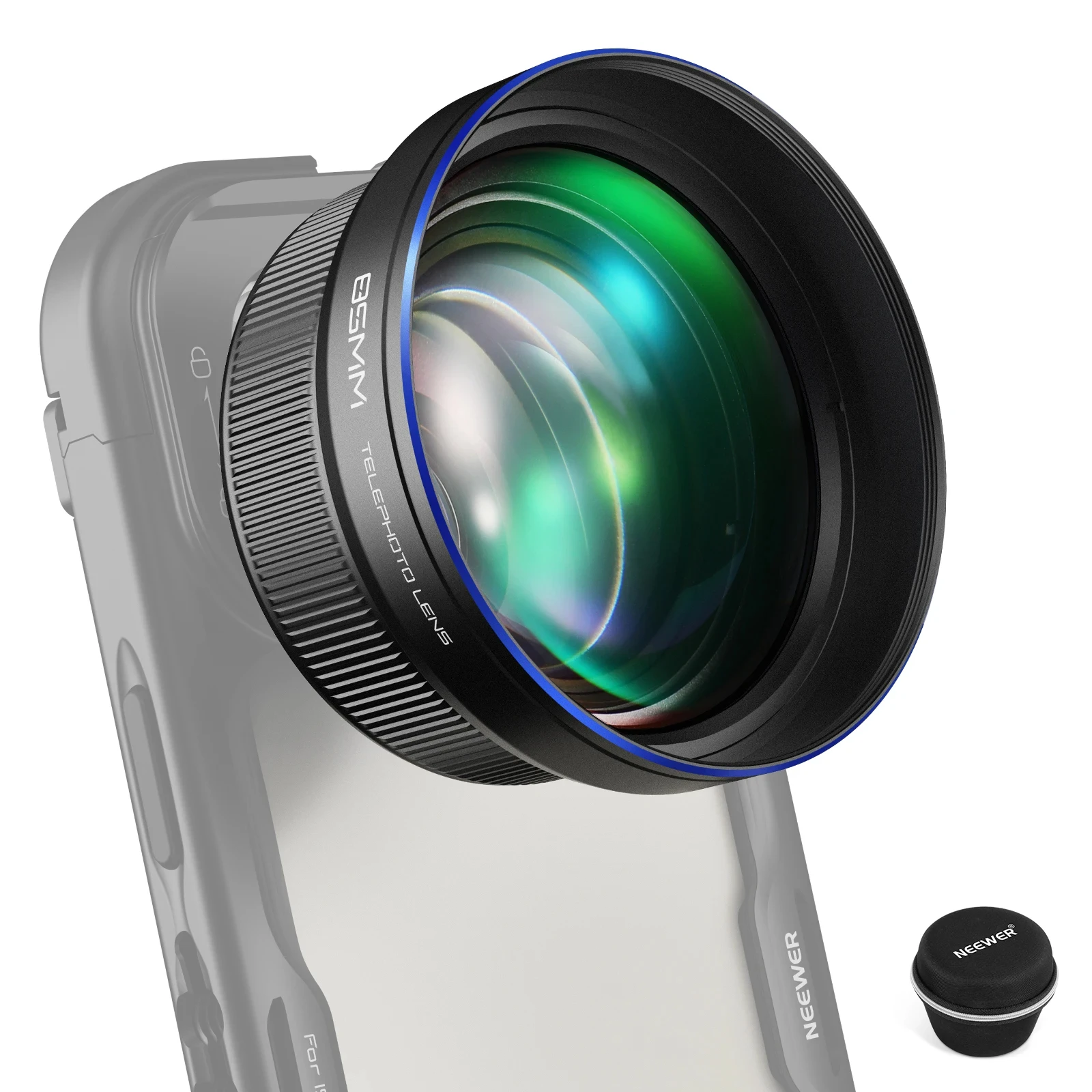 NEEWER HD 85MM Teleobiektyw do Telefonu z Płytką Montażową 17mm Powiększenie 2.5X Do iPhone'a Samsung i Klatki na Telefon — zdjęcie produktu 7