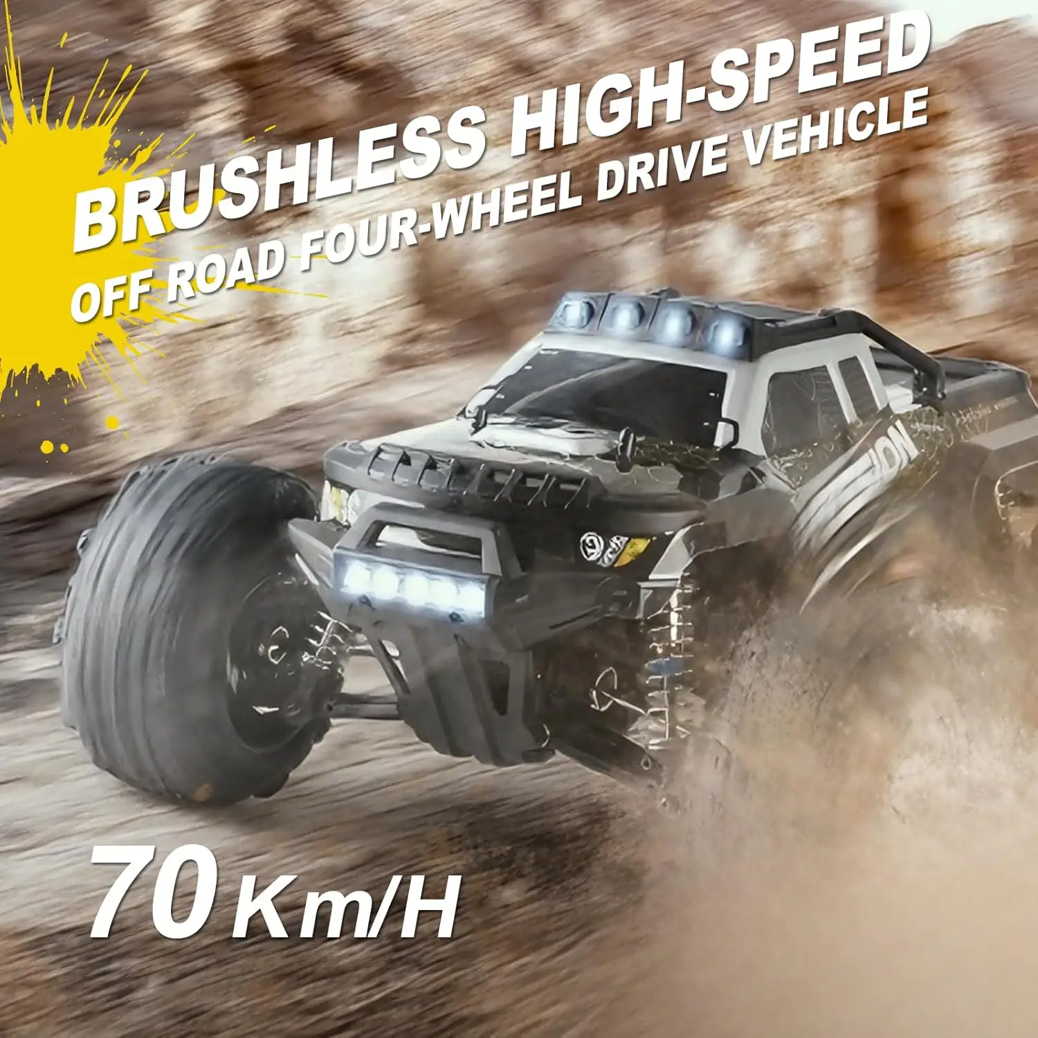 High-Speed-Ready 1/12 4WD Brushless RC Monster Truck with Metal Drivetrain, ESP Stability, and Upgrade-Free Design for Repeated Runs