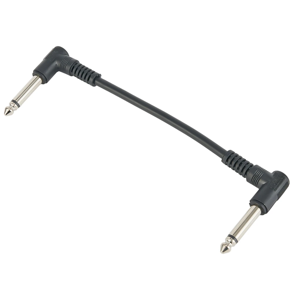 15cm 6.35mm Guitar Effects Pedal Cable Connector 1/4in Plug Wire Right Angle Musical Instrument Electric Guitar Popular Black