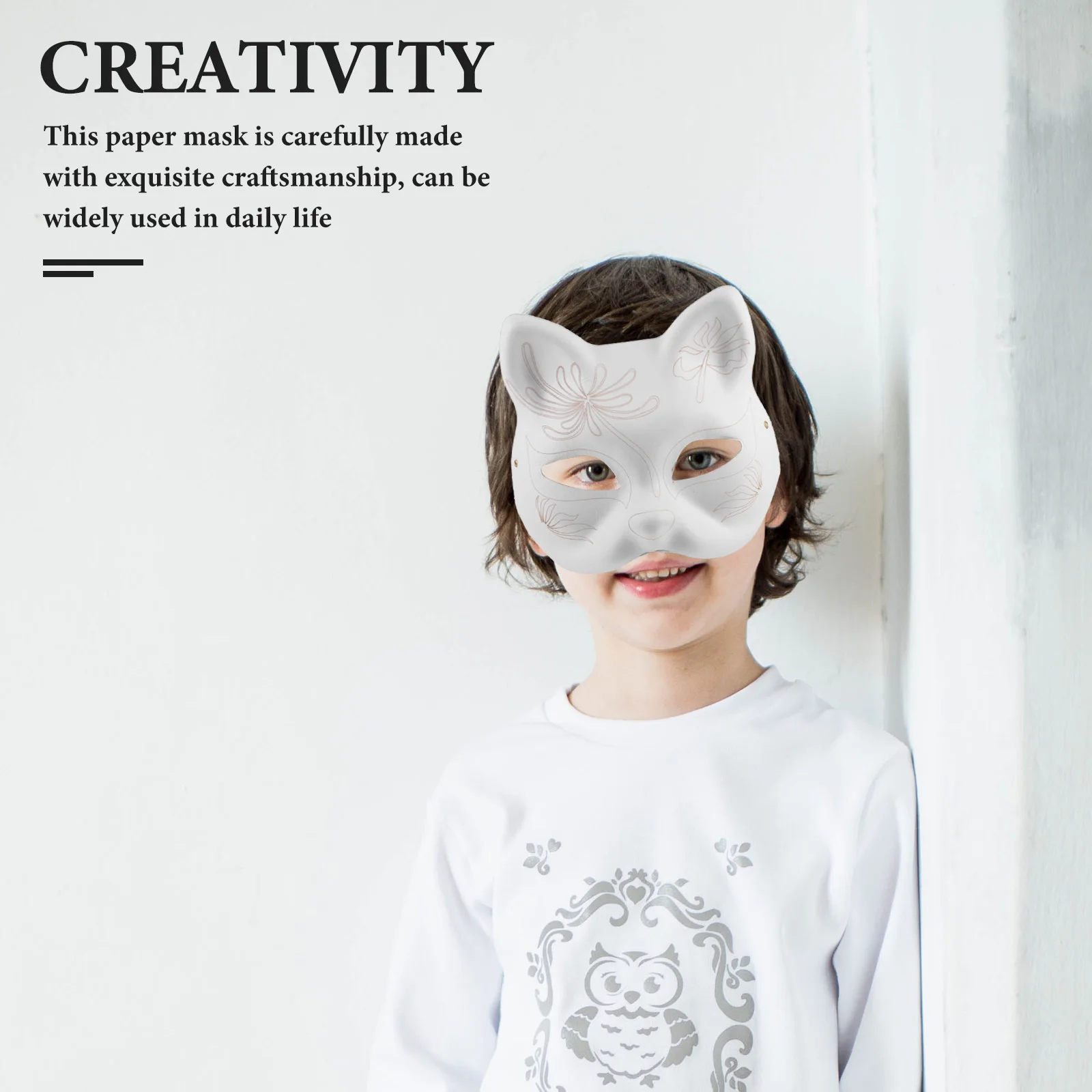 

1Pc Diy Paper Cat Mask Uncolored Molding Blank Delineating Masquerade Mask For Cosplay Party