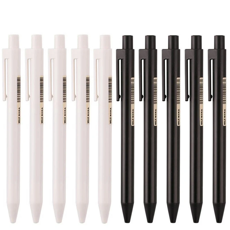 0.5mm Black/White Press Gel Pen Black Ink MUJIs Gel Pen Replaceable Refill Set for Student Writing Creative Stationery