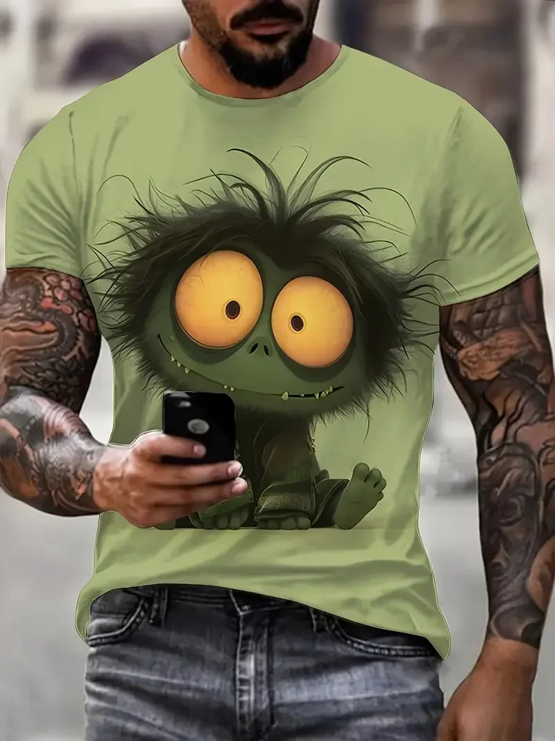 

Funny Men's T Shirt Aniaml Cat Printing Summer Casual Short Sleeve Tee Street Fashion Crew Neck Pullover Male Oversized Clothing