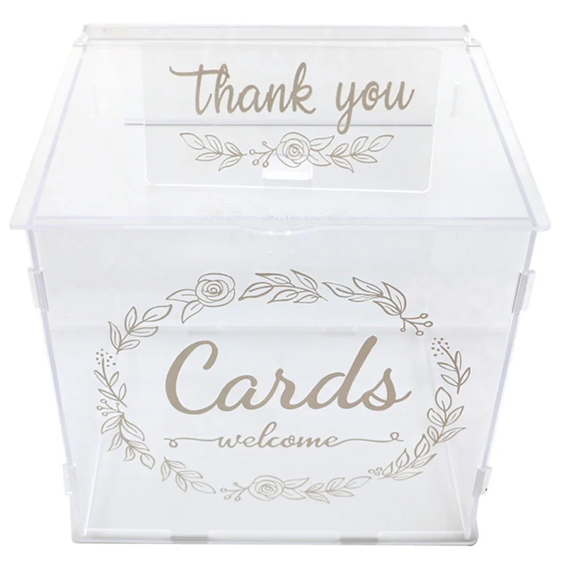 

Acrylic Wedding Card Box with Lock Transparent Wedding Guest Sign-in Drop Box Envelope Money Card Boxes Wedding Party Decoration