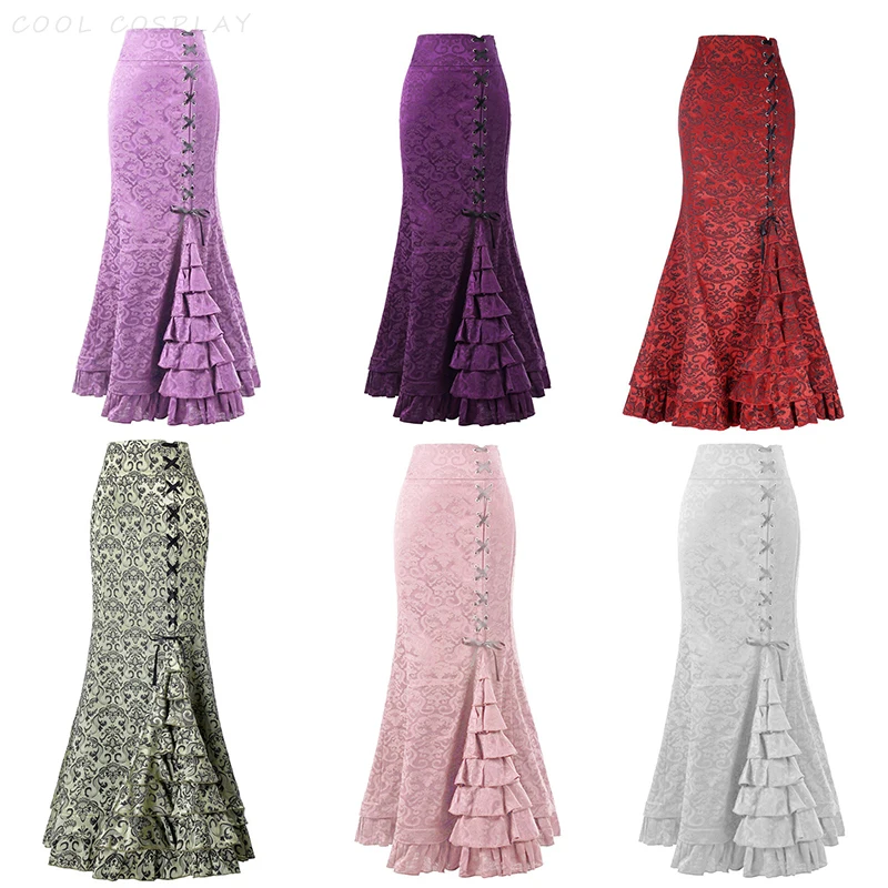 Long Skirts Women Punk Fish Tail Skirt Vintage Gothic New High Waisted Temperament Goth Skirt Festival Party Wear Woman Clothes view 3