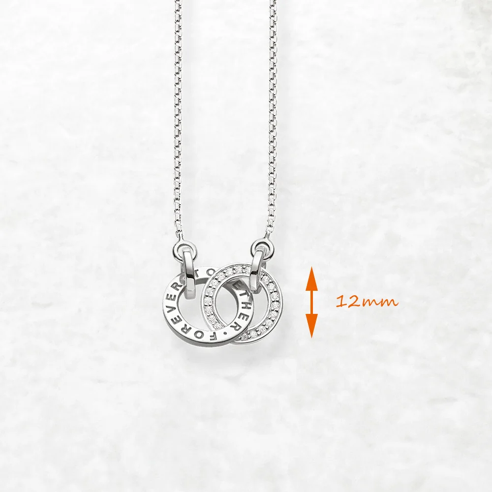 Necklace Forever Together Link Chain Fine Jewelry Europe 925 Stering Silver Brand New Romantic Love Gift For Women