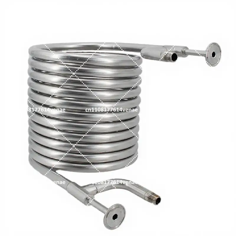 Convoluted Counterflow Wort Chiller 1.5 Inch TC 1/2 BSP Water Hose Connection Coil in Coil 9.5M Stainless Steel 304