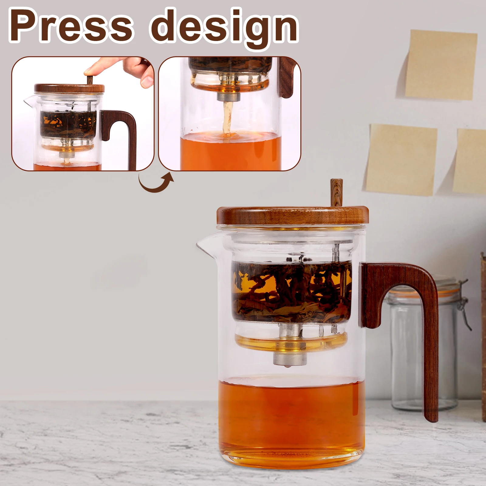 Heat Resistant Glass Teapot One-click filtering Tea Pot Tea Leak Proof Water Separation Filter Tea Maker Coffee Pot Home Teaware