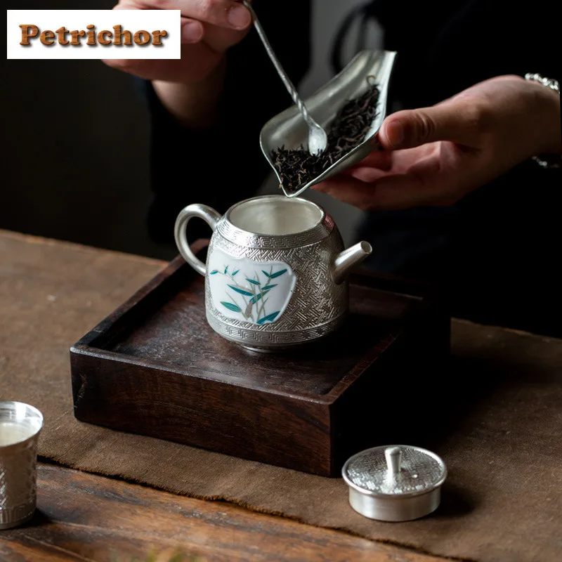 170 مللي نافذة فضية مذهبة إبريق شاي من الخيزران أنيق الشاي Infuser وعاء صانع الشاي غلاية مع ثقب الكرة Teaware اكسسوارات هدية الحرفية