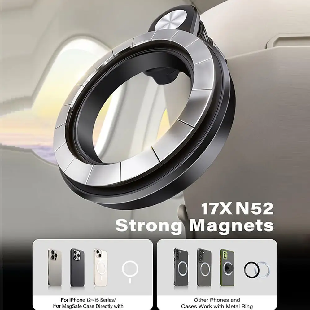 Magnetic Airplane Phone Holder Travel Essentials Flexible Rotation Hands-Free Airplane Phone Mount For IPhone 15 Pro Max F8F2