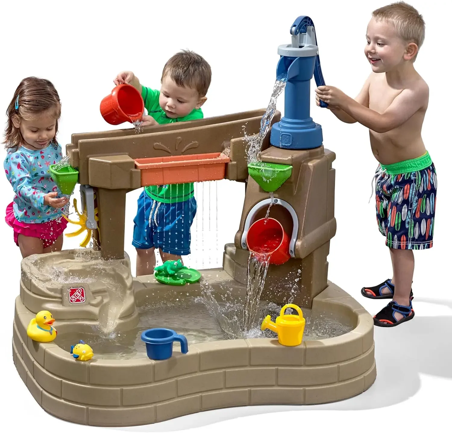 ปั๊ม & Splash Discovery Pond Water Table, สระว่ายน้ํากิจกรรมทางประสาทสัมผัสน้ําสําหรับเด็ก, ของเล่นกลางแจ้งฤดูร้อน, อุปกรณ์เสริมของเล่น 10 ชิ้น, สําหรับ