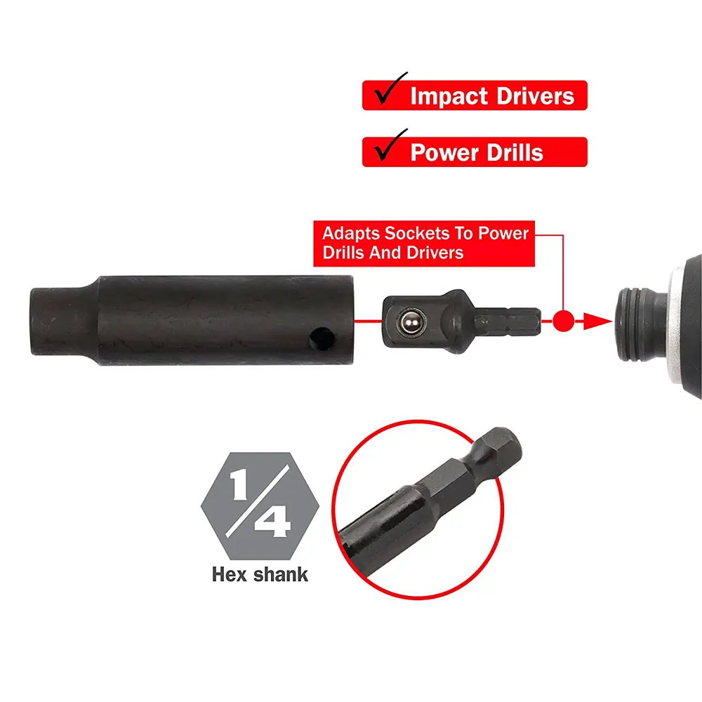 Binoax 3 Sơ Khai Tác Động Ổ Cắm Adapter Và Mở Rộng Bộ 1/4 3/8 1/2Inch Hạt Driver Ổ Cắm Lục Giác lắc Chân