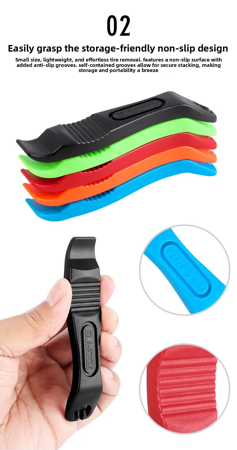 TOOPRE Fahrradreifen-Hebel für Mountainbikes und Rennräder, Hochfester Nylon-Kunststoff-Reifenhebel, Reifenwerkzeug – Detail 4