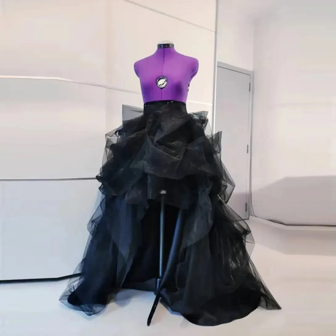 

Fashion Tulle Skirt Draped Fluffy Asymmetrical Long Skirts Women Custom Made Tulle Tutu Skirt Party