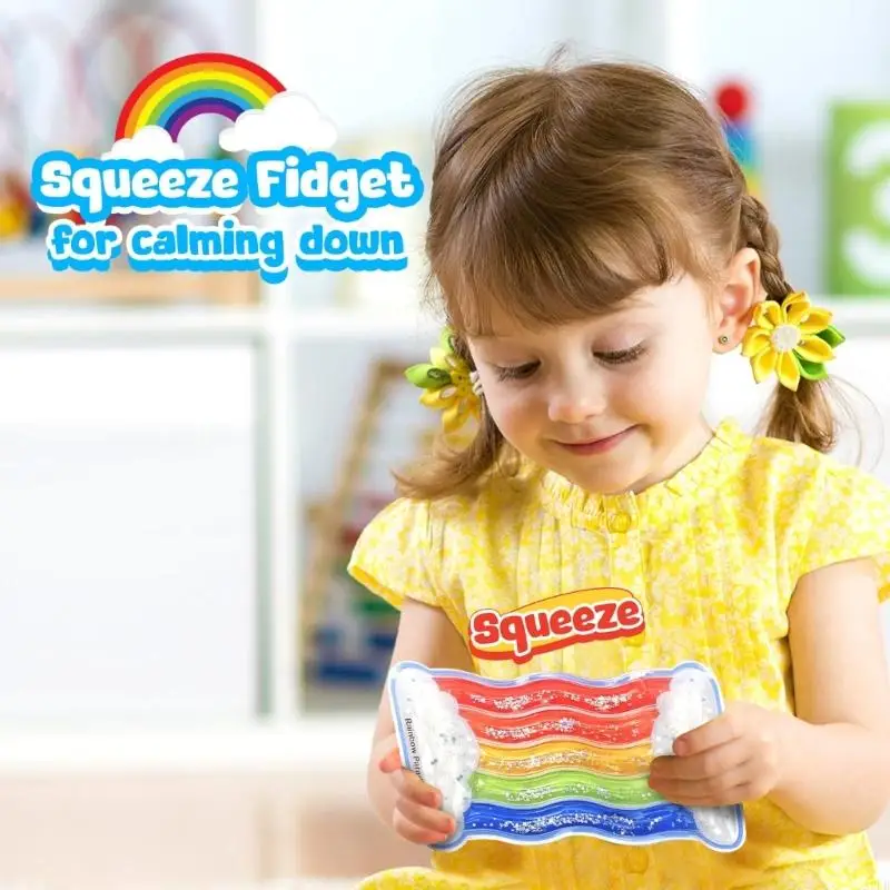 Rainbow Color Sensory Squeezable Toy For Toddler Fine Motor Skill Training Relax A2UB