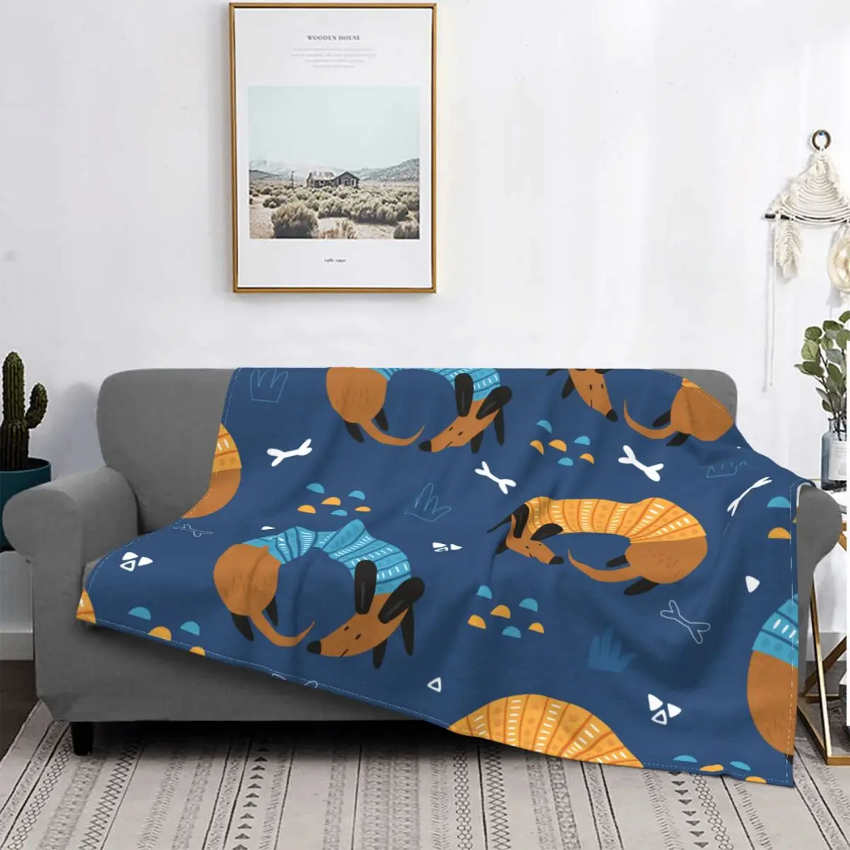 

Creative Funny Dachshund For Kids Blanket Dog Lover Flannel Funny Breathable Throw Blanket for Home Decoration