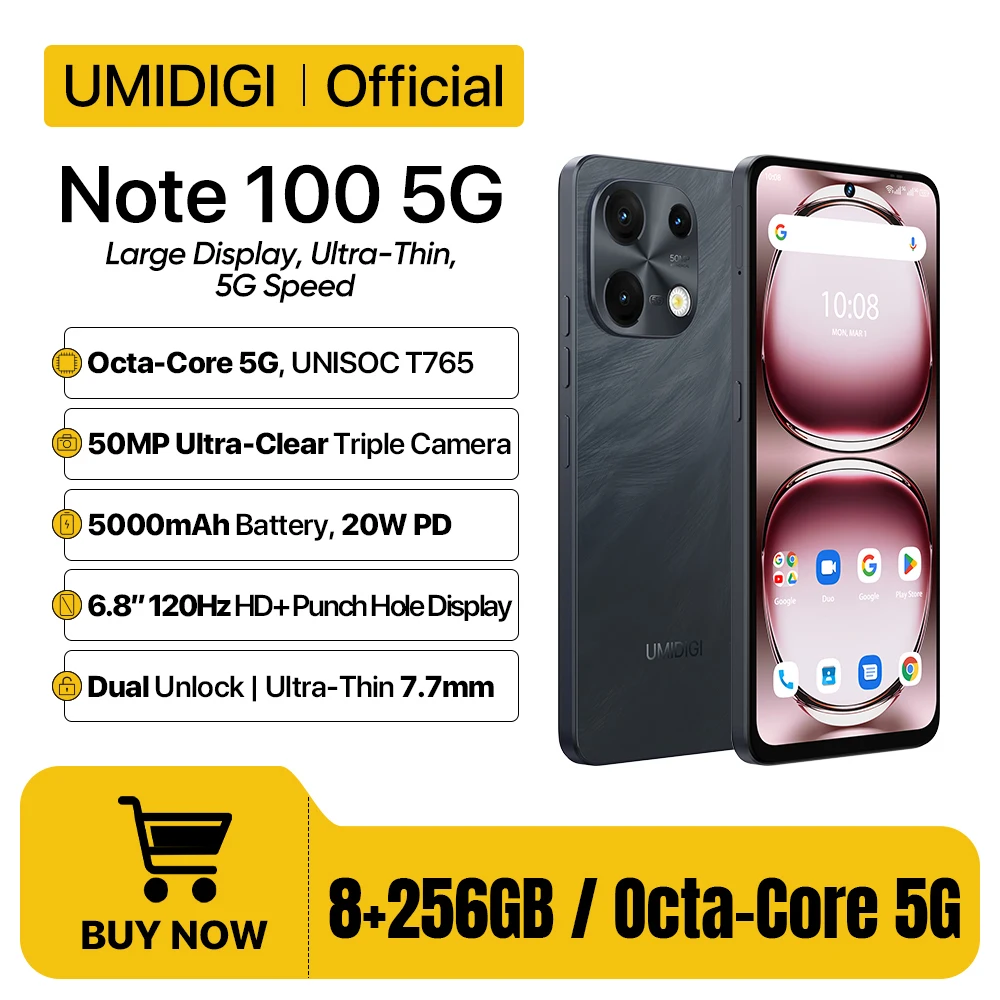 [Мировая премьера]UMIDIGI Note 100 5G Android 14 смартфон 5G 6.8