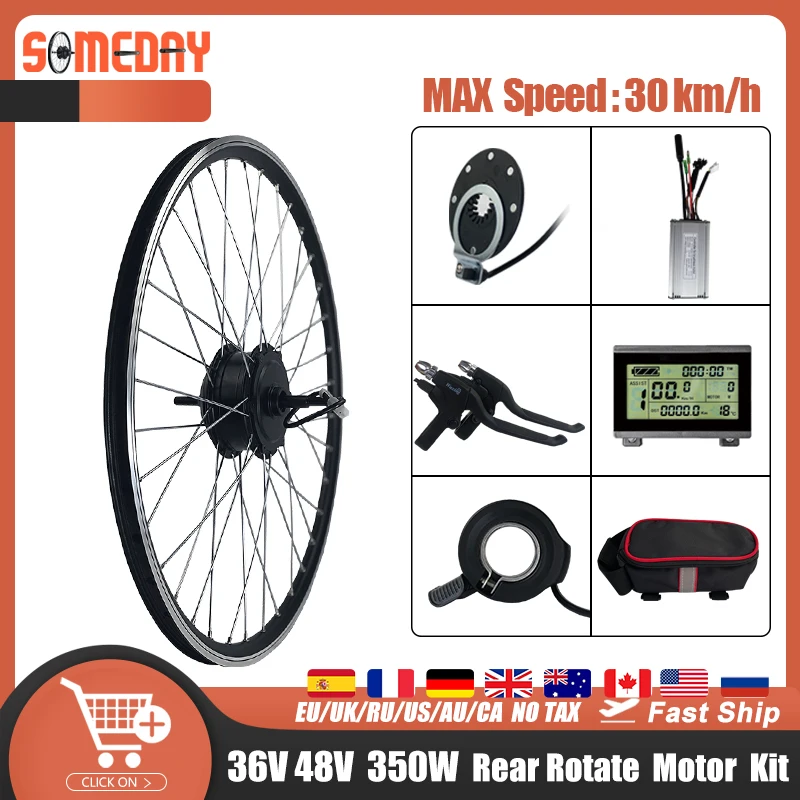 

ebike Kit 36V 48V 350W Rear Rotate Hub Motor wheel Set For Electric Bicycle Bike Conversion Kit with KT Controller LCD display