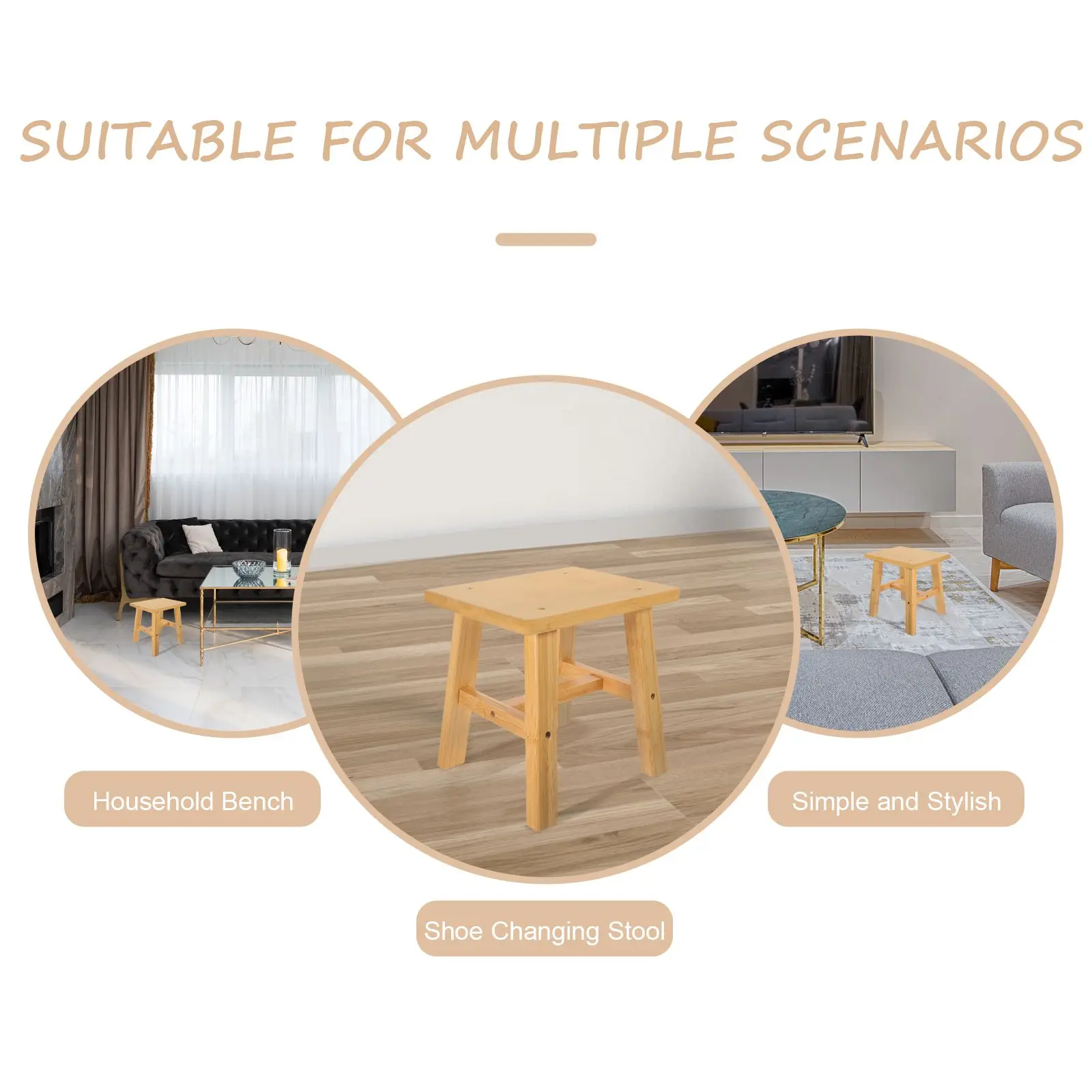 Sgabello in bambù per la casa Supporto per piante piccole Bagno interno Panca da cucina per bambini a gradino corto Scarpa con struttura stabile e leggera