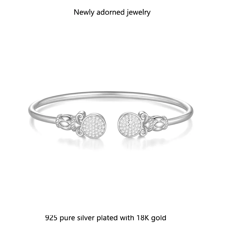 

New cross-border bestseller open bangle for women, unique S925 silver design, INS fashion, Moissanite 1.2mm accessory