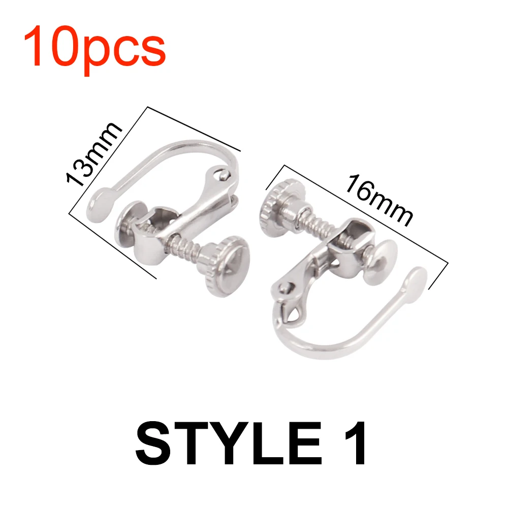 10Pcs Stainless Steel U Shape Screw Ear Clip Settings for DIY