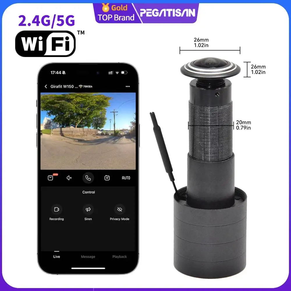 

Умный видеодомофон PEGATISAN Tuya с Wi-Fi камерой 2 МП, обнаружением движения, беспроводной двусторонней аудиосвязью для домашней безопасности