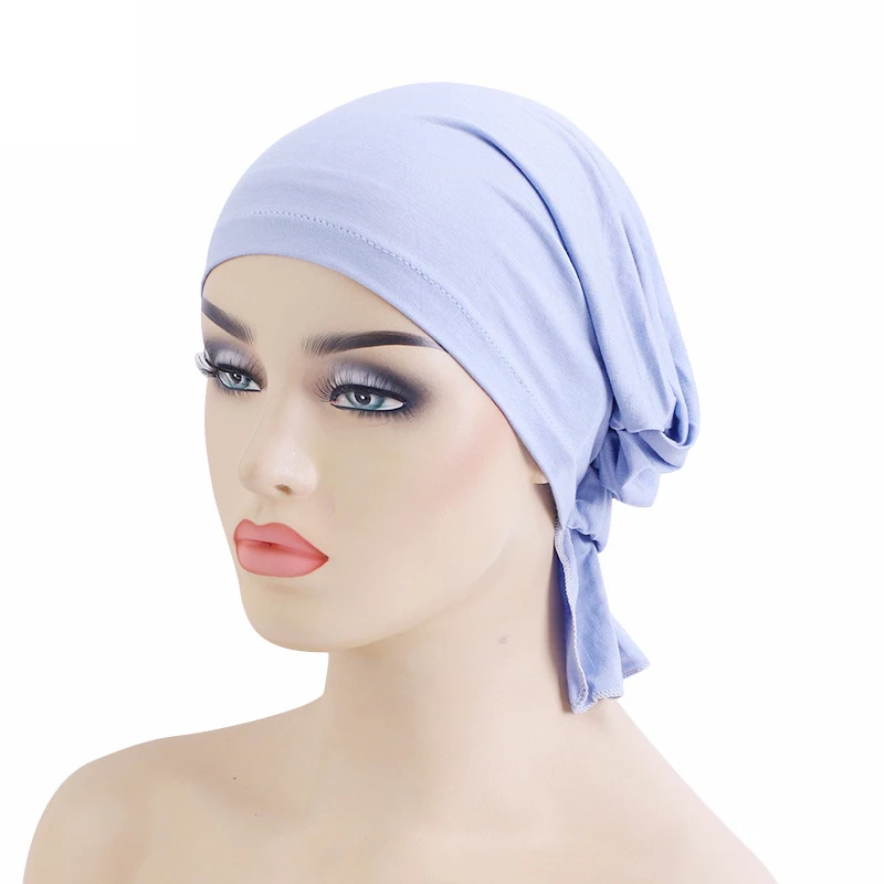 

New Muslim Women Stretch Turban Hijab Underscarf Caps Cancer Chemo Beanies Caps Hat Head Scarves Pre-Tied Scarf Sleep Hair Cover