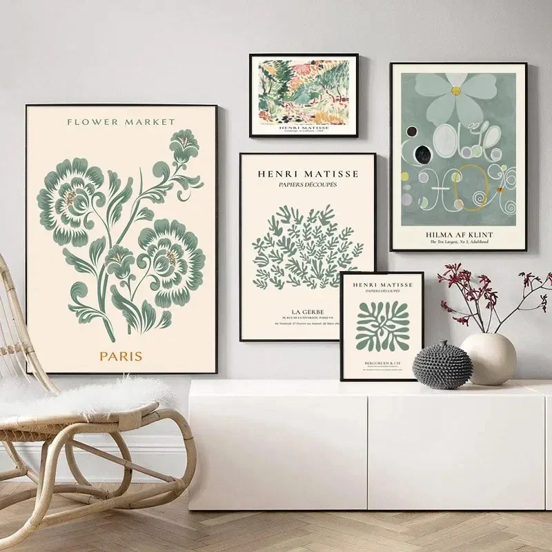 Henri Matisse Van Gogh Posters Flower Market Wall Prints Abstract Canvas PaintingYayoi Kusama  Nordic Green Picture Home Decor