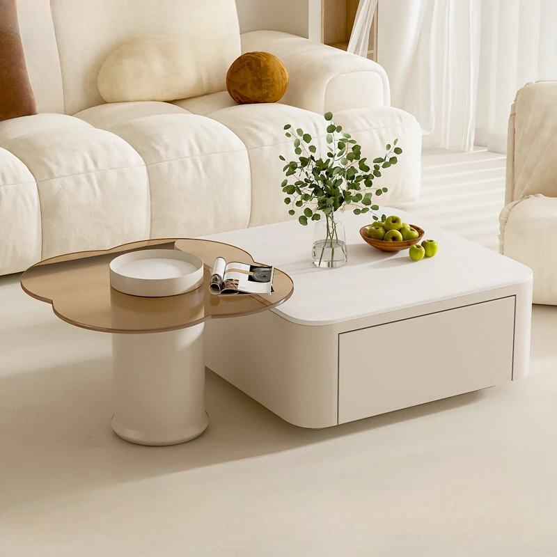 Cream Wind Rock Board Coffee Table Living Room Household Small Apartment Creative Side Table Combination