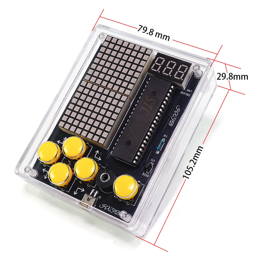 DIY Upgraded Pixel Game Console Electronic Kit Red LED Dot Matrix Digital Tube Display Soldering Practice Kit Adjustable USB 5V