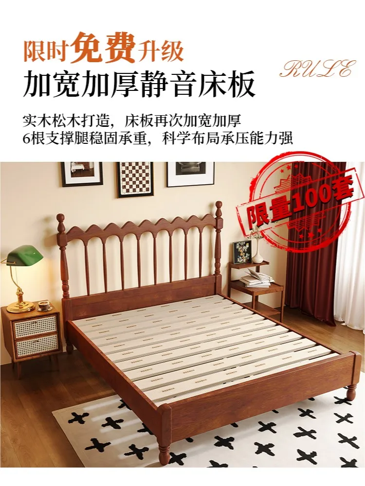 Full solid wood bed American French Japanese Master Bedroom Modern simple retro Windsor bed King bed queen bed