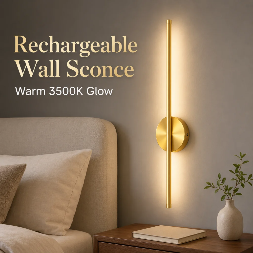 1/2PCS Magnetic Rechargeable Wall Lamp Gold For Living Room Bedroom Hallway Study Stairwell Cloakroom LED Lighting Wiring Free