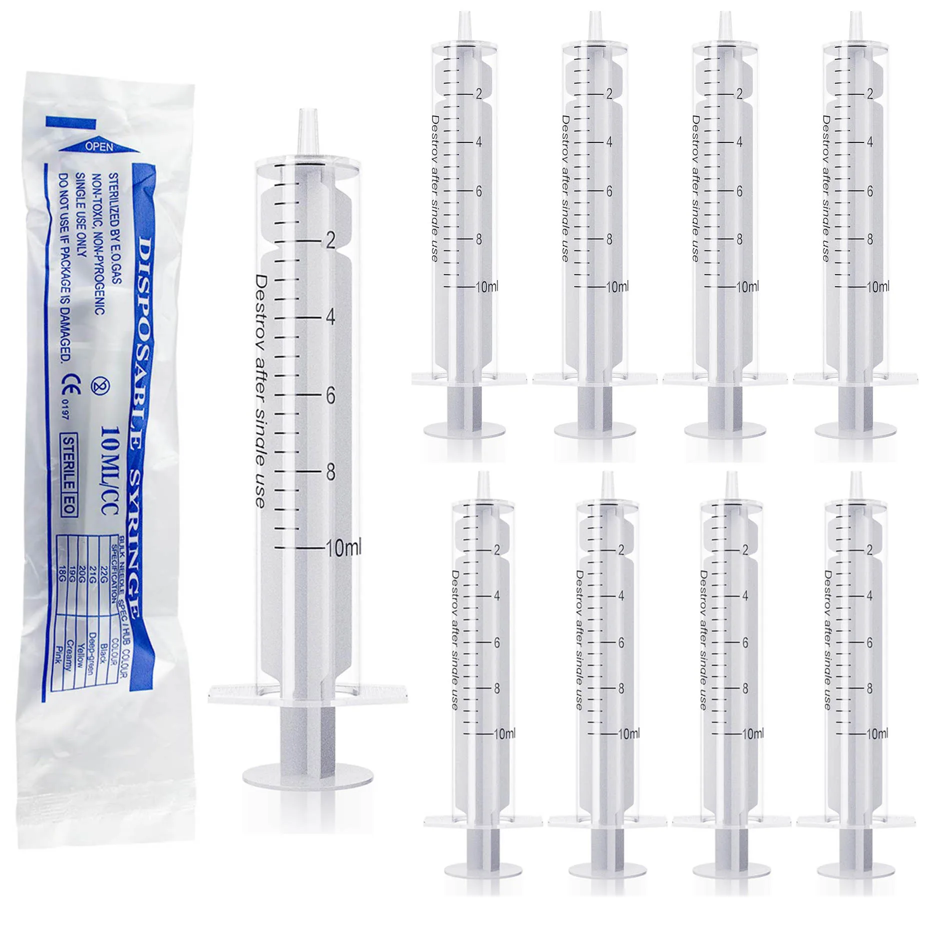 10ml No Rubber Plunger Syringe, Sterile Individually Packaging HPLC Syringe Sampler for Laboratory Use, Dispensing Liquid