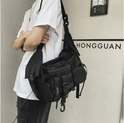 Messenger bag men\'s trend large capacity shoulder bag diagonal bag ins Japanese tooling bag student shoulder bag crossbody bags