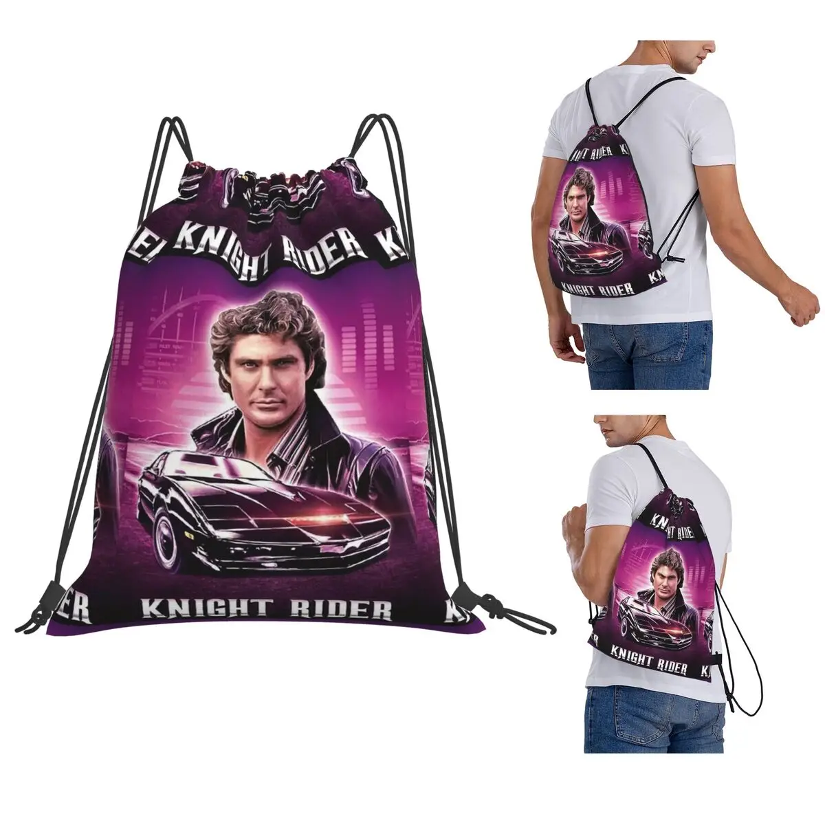 Knight Rider Action Tv Series Backpacks Multi-function Drawstring Bags Sports Bag Book Bags for Travel Students