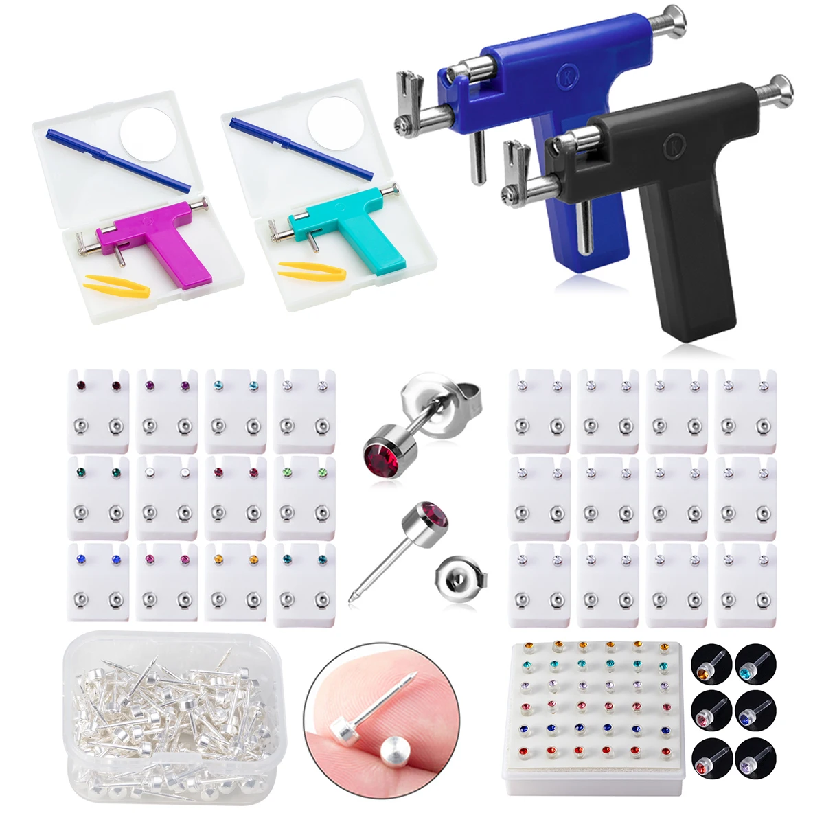 Professional Ear Piercing Gun Ear Piercing Kit Reusable Body Nose Lip Earring Piercing Tool for 4mm Top Stud Earring