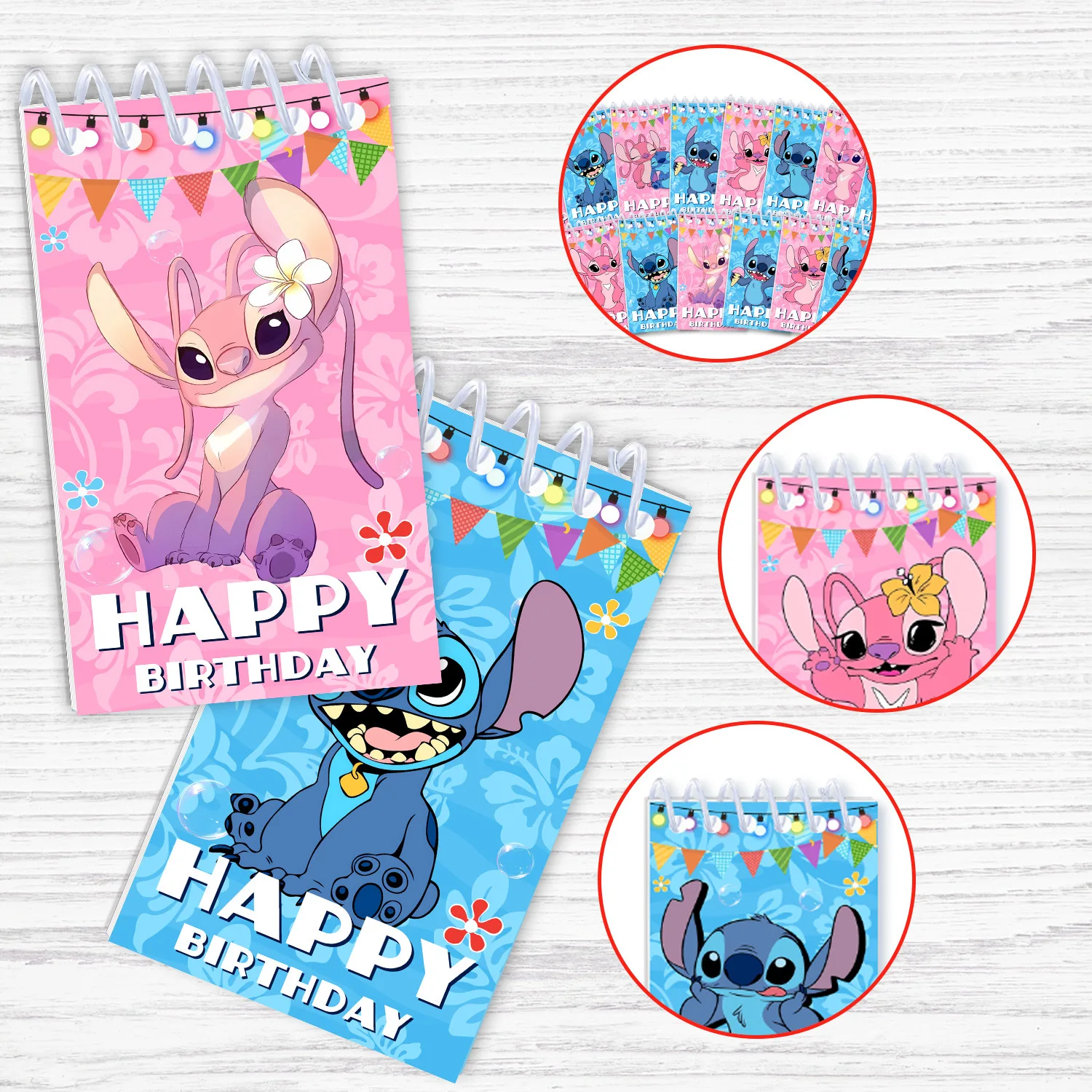 10PCS Stitch Notebook Disney Series Minnie Coil Notebook Portable Week Plan Diary Party Festival Gift