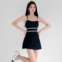 New Korean One-piece Single Skirt Conservative Skirt Double-shoulder Bikini Swimsuit for Women Exclusive Supply of 2024