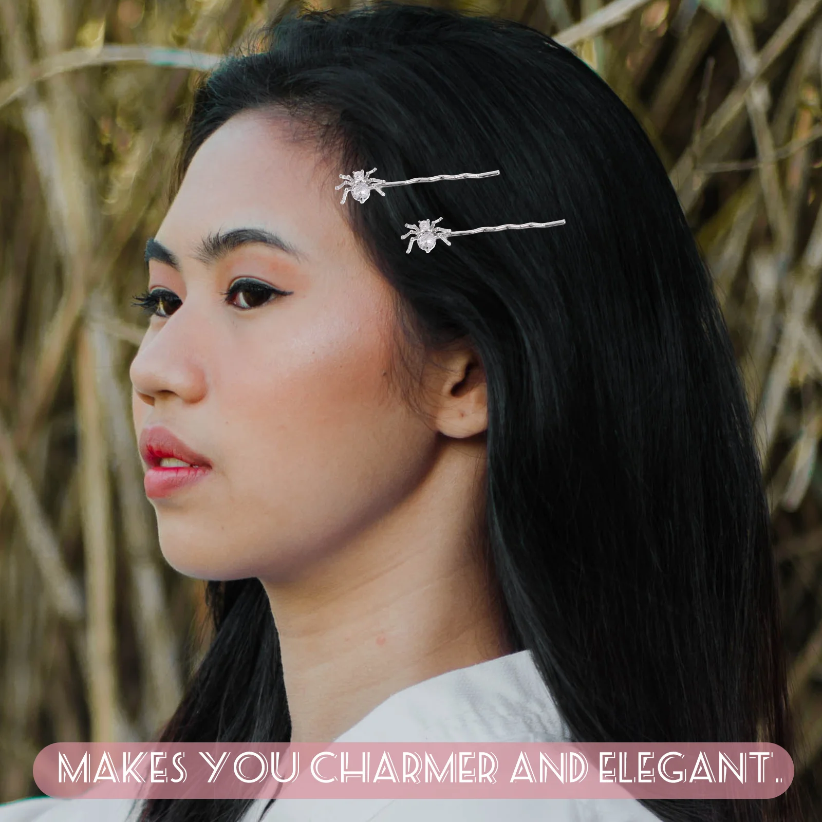 

1 Pair Funny Zircon Spider Hairpins Simple Chic Hair Accessories For Women Girls Barrettes Headdress Daily Wear All Season