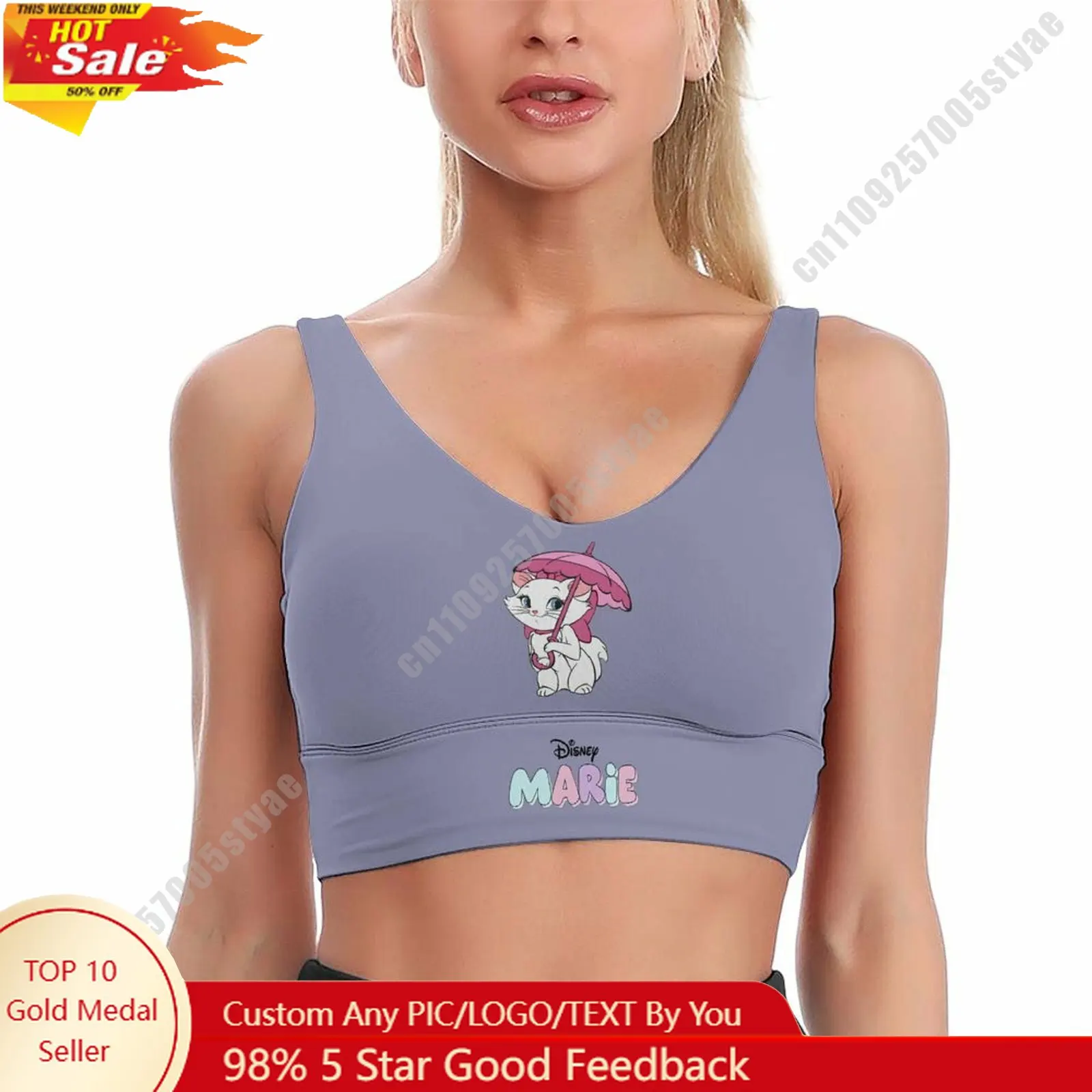 

Marie Sports Bra Disney Character Custom Breathable Underwear Running Fitness Push Up Bra Fresh Fashionable Gifts