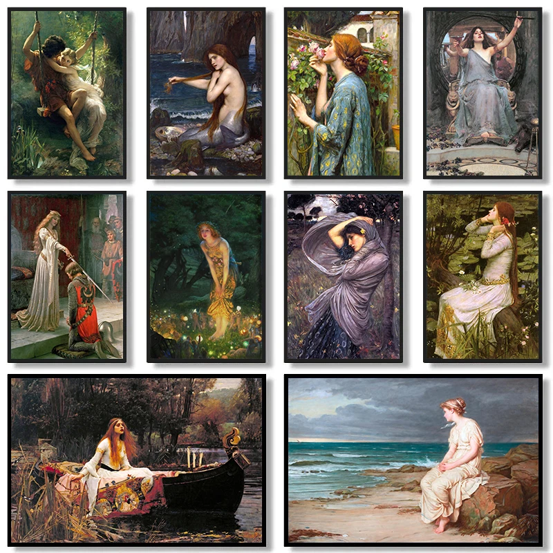 John William Waterhouse Woman Portrait Classic Artwork Posters and Prints Canvas Printing Wall Art Picture for Living Room Decor