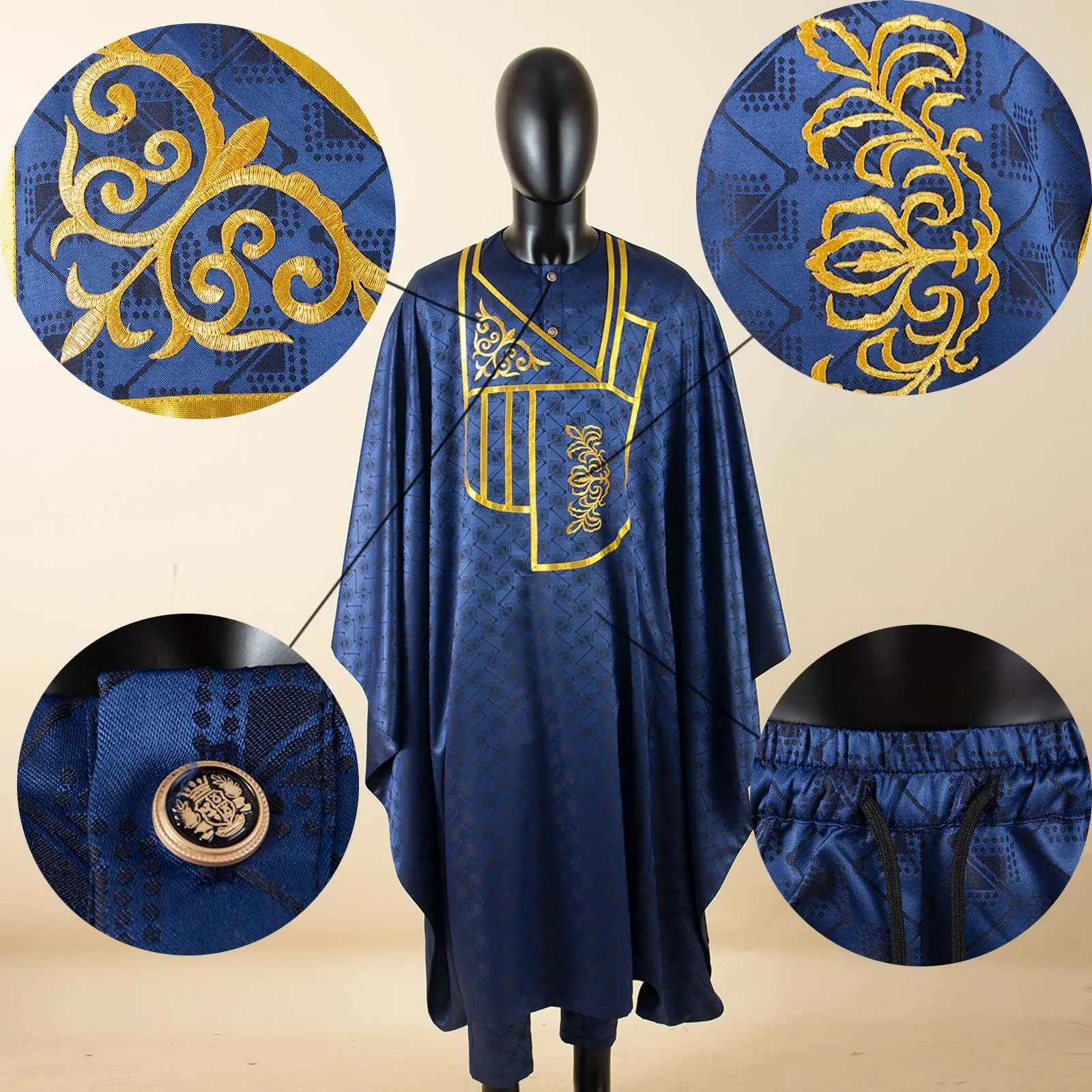 APTX Afrikanische Kleidung für Männer, muslimische Robe, weiße Tradition, Hochzeit, Party, Anzug, Hemd, Hose, 3-teiliges Set, Dashiki Agbada Ramada 2516047