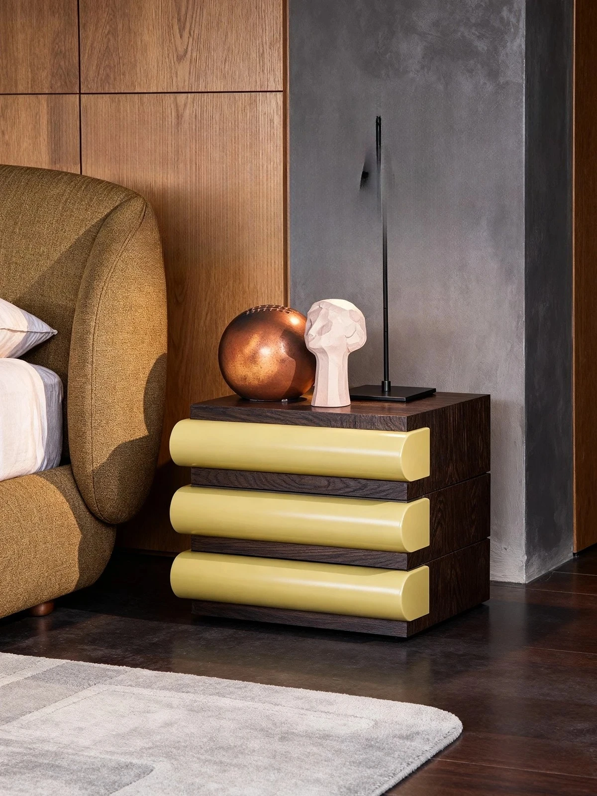 minimalist piano paint bedroom light luxury high-end storage simple rotating new bedside table
