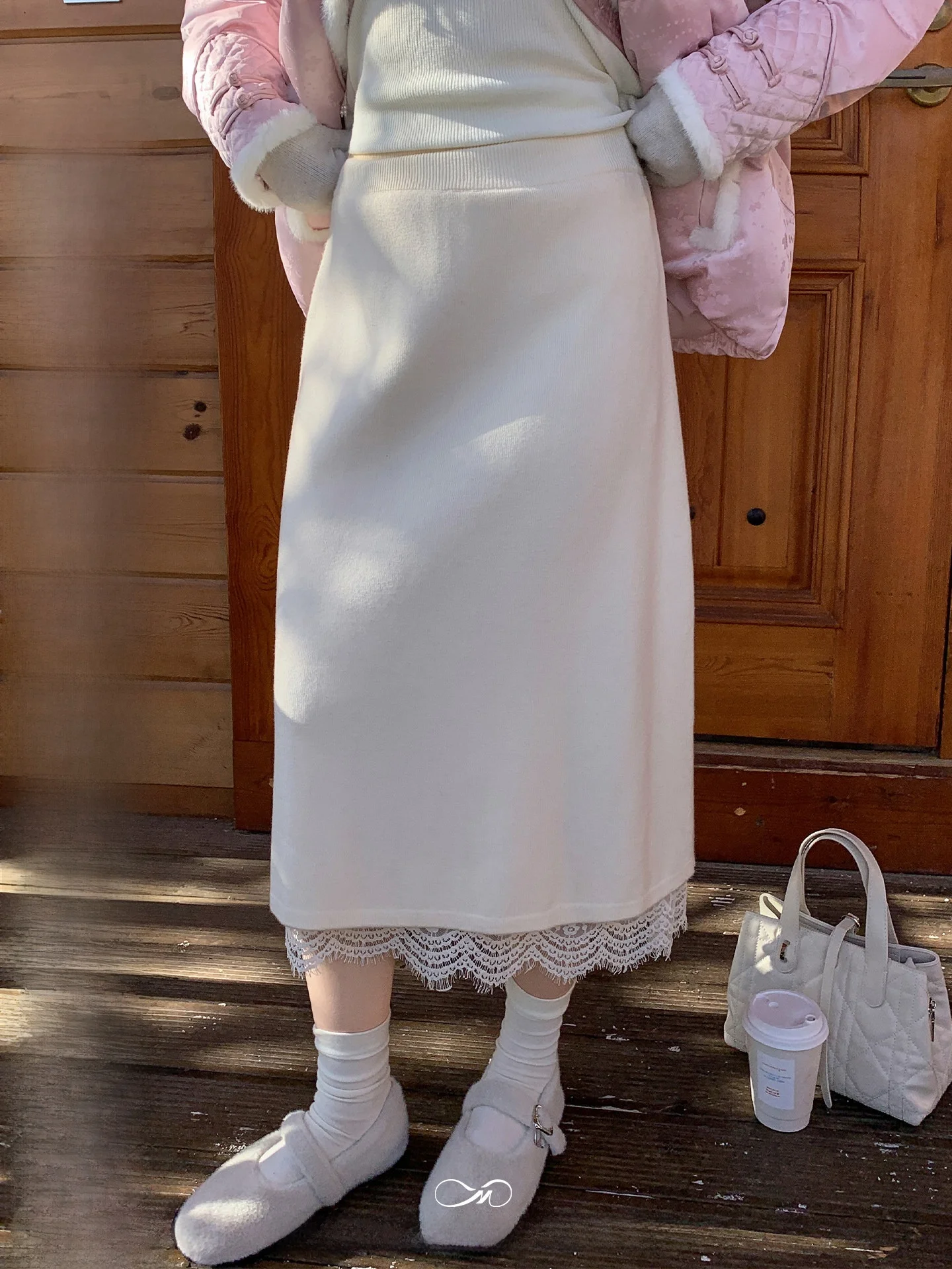 

High Waist Lace Trim Knitted High ammage Asymmetrical Skirt for plus Size Women Casual Commute Sle Pear Body pe