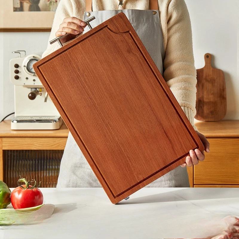 

Master Star Black Walnut Wooden Chopping Board Kitchen Thick Blocks Nature Whole Wood Cutting Board With Handle WF1120