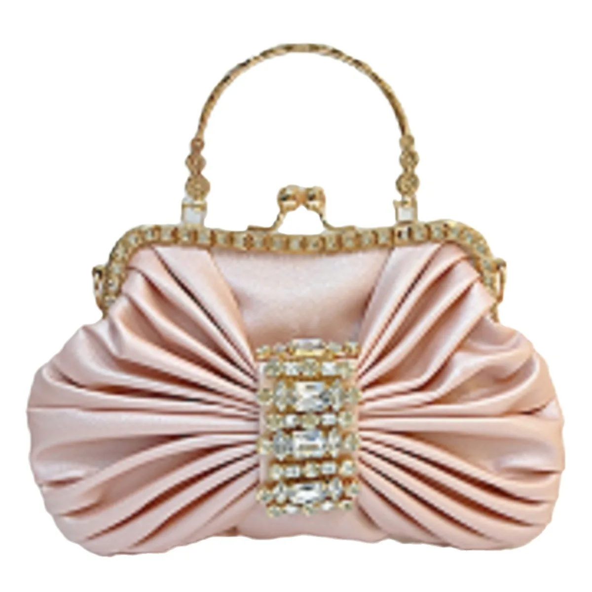 

French Fairy - Style Shiny Handmade Diamond - Encrusted Banquet Kelly Bag With A Bow. A Shoulder Messenger Bag For Dinner Events