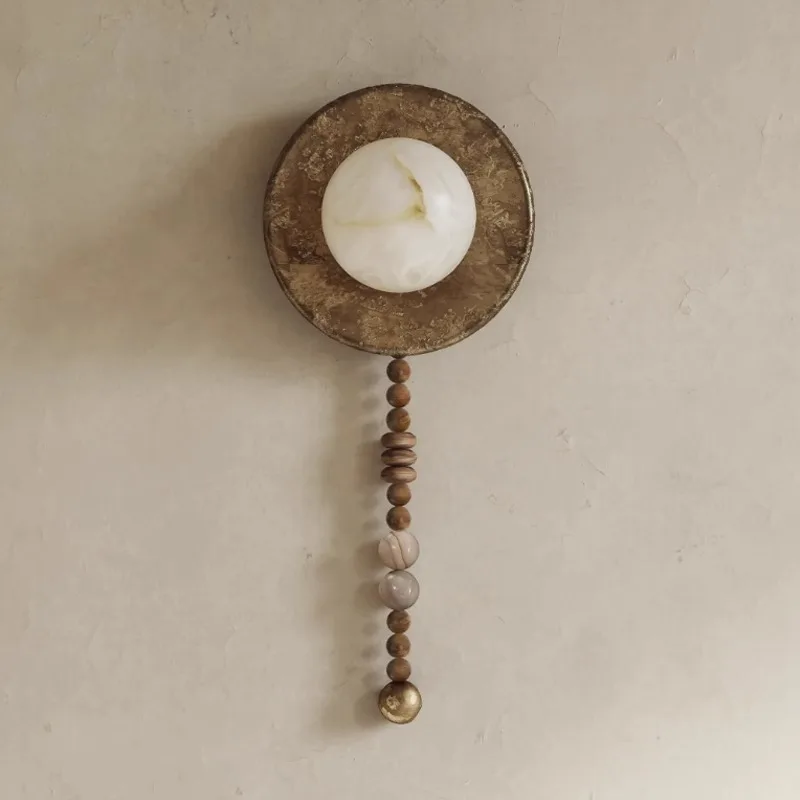 American retro nostalgic wall lamp imitation marble living room background wall study bedroom wabi sanfeng homestay